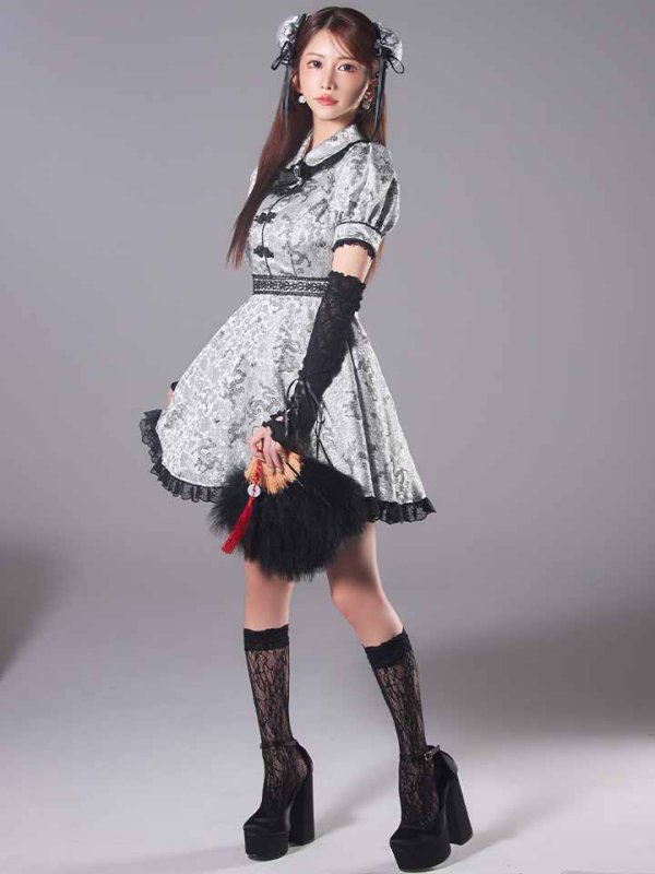 画像3: 【ハロウィン】アームウォーマー付きフレアスカートチャイナ 【コスプレ5点セット】 【S-XLサイズ/4カラー】[HC03] (3)