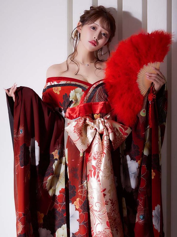 画像1: 【一部予約商品/2月上旬発送予定】【ハロウィン】花魁ショートインロングワンピース 【コスプレ】【S-XLサイズ/2カラー】[HC03] (1)