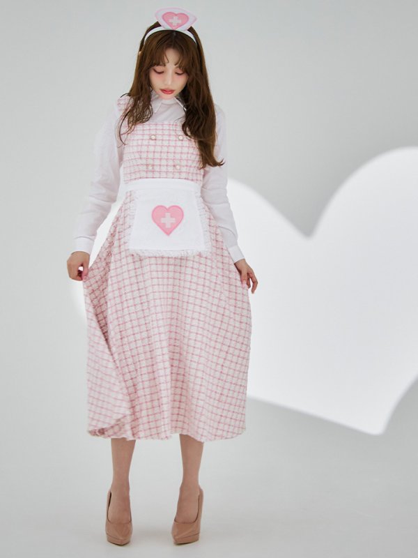 画像15: 【SALE!!】【即日発送！】【ハロウィン】ナースツイードロングフレア 【コスプレ3点セット】 【S-XLサイズ/1カラー】[HC03] (15)