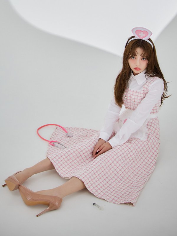 画像5: 【SALE!!】【即日発送！】【ハロウィン】ナースツイードロングフレア 【コスプレ3点セット】 【S-XLサイズ/1カラー】[HC03] (5)