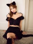 画像10: 【即日発送】【ハロウィン】キャットオフショルビジューセットアップ【コスプレ6点セット】【XS-Lサイズ/3カラー】[HC03] (10)