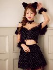 画像5: 【即日発送】【ハロウィン】キャットオフショルビジューセットアップ【コスプレ6点セット】【XS-Lサイズ/3カラー】[HC03] (5)