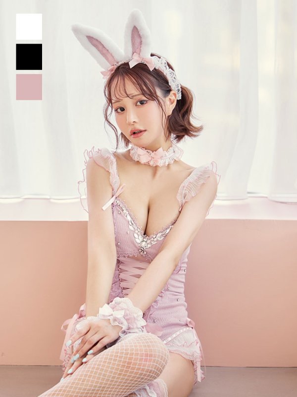 画像5: 【即日発送】【送料無料！】【ハロウィン】ビジューシアーバニーガール【コスプレ6点セット】【XS-Mサイズ/3カラー】[HC03] (5)