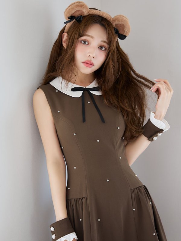 画像2: 【即日発送】【ハロウィン】襟付きノースリーブワンピクマコスプレ【コスプレ4点セット】【XS-Mサイズ/1カラー】[HC03] (2)