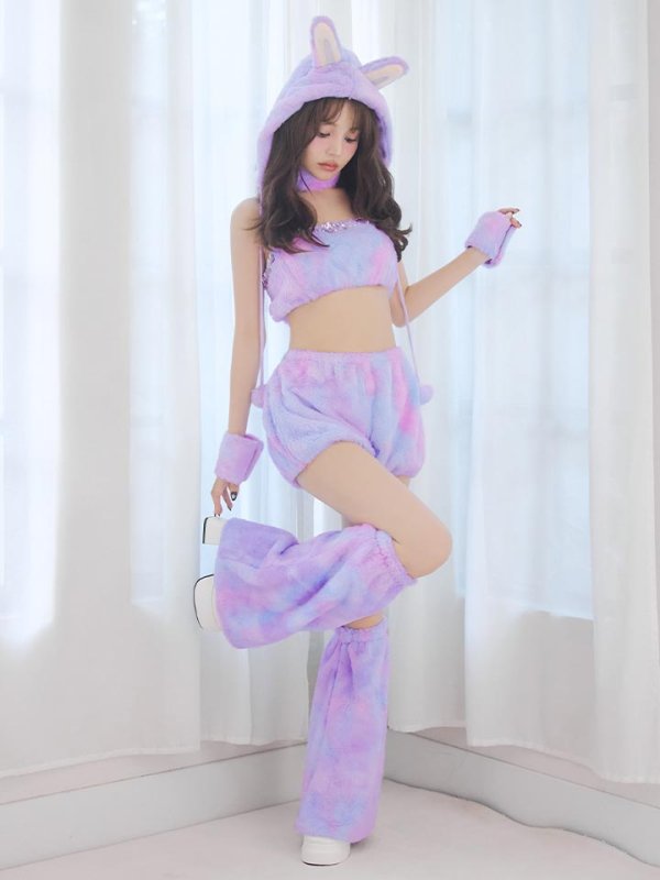 画像2: 【即日発送】【ハロウィン】パステルもこもこバニー【コスプレ7点セット】【フリーサイズ/6カラー】[HC03] (2)