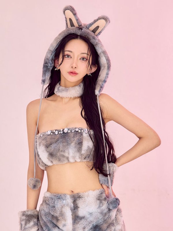 画像4: 【即日発送】【ハロウィン】パステルもこもこバニー【コスプレ7点セット】【フリーサイズ/6カラー】[HC03] (4)