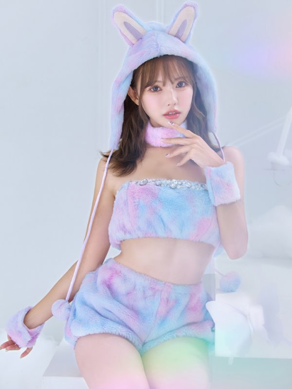 画像2: 【即日発送】【ハロウィン】パステルもこもこバニー【コスプレ7点セット】【フリーサイズ/6カラー】[HC03] (2)