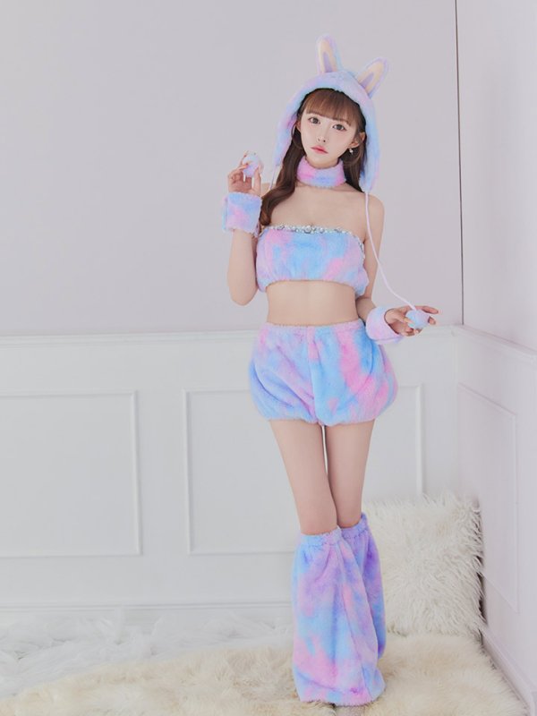 画像6: 【即日発送】【ハロウィン】パステルもこもこバニー【コスプレ7点セット】【フリーサイズ/6カラー】[HC03] (6)