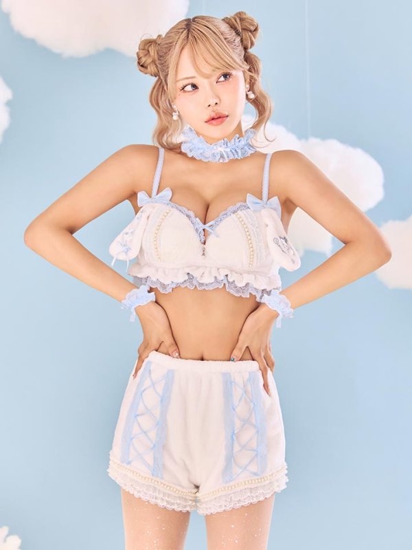 画像9: 【即日発送】【サンリオ】シナモロールランジェリーセットアップルームウェア【S-L/1カラー】[OF03] (9)