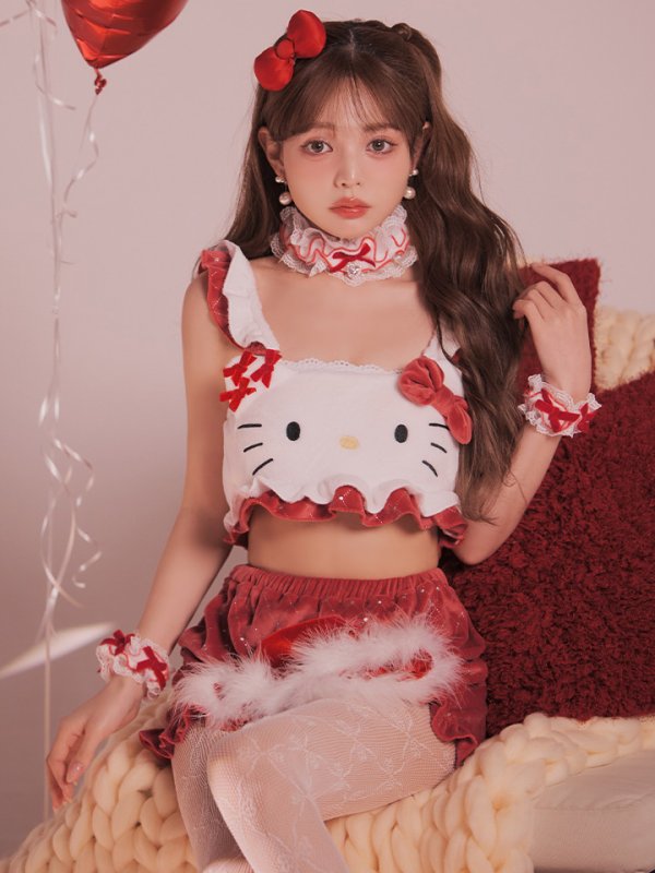 画像8: 【即日発送】【サンリオ】ハローキティキルティングセットアップルームウェア【S-L/1カラー】[HC02] (8)