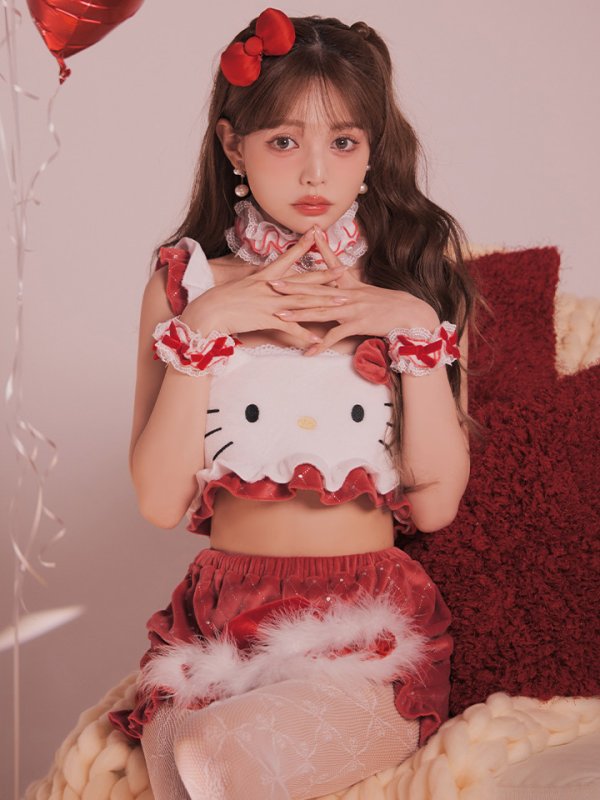 画像10: 【即日発送】【サンリオ】ハローキティキルティングセットアップルームウェア【S-L/1カラー】[HC02] (10)