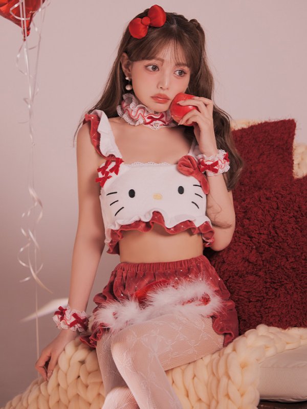 画像16: 【即日発送】【サンリオ】ハローキティキルティングセットアップルームウェア【S-L/1カラー】[HC02] (16)