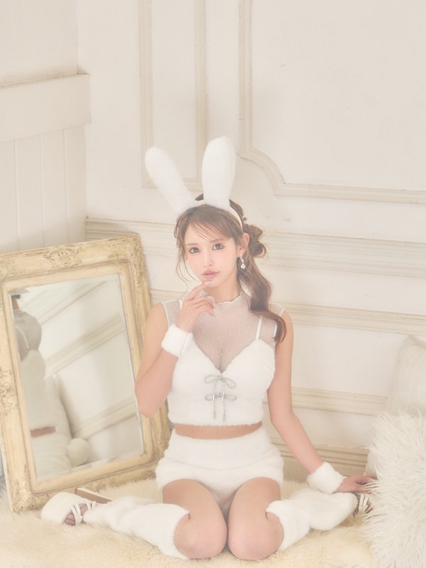画像2: 【送料無料！】【ハロウィン】ふわもこリボンバニーコスプレ【コスプレ6点SET】【XS-Mサイズ】【予約/9月下旬発送予定】[OF03]あずもか着用 (2)