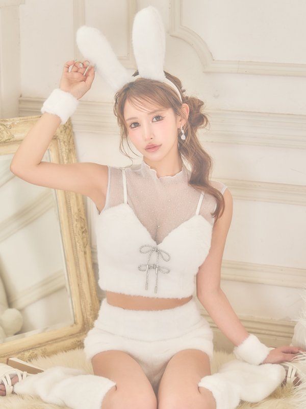 画像3: 【送料無料！】【ハロウィン】ふわもこリボンバニーコスプレ【コスプレ6点SET】【XS-Mサイズ】【予約/9月下旬発送予定】[OF03]あずもか着用 (3)