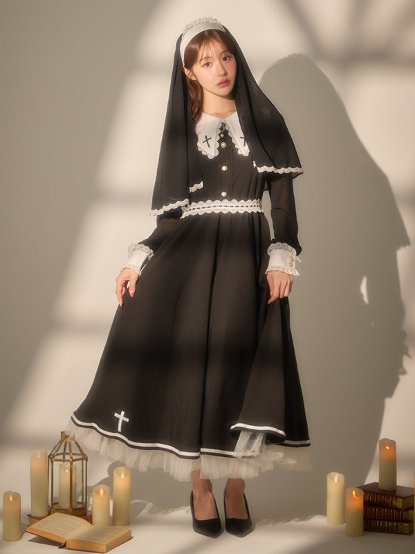 画像13: 【送料無料！】【ハロウィン】ゴシックシスターロングスカートコスプレ【コスプレ3点SET】【S-XLサイズ】[OF03]加藤美南着用 (13)