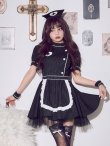 画像1: 【送料無料！】【ハロウィン】ストライプナースフレアワンピース【コスプレ4点SET】【XS-Lサイズ】【予約/9月下旬発送予定】[OF03]吉木千沙都（ちぃぽぽ）着用 (1)