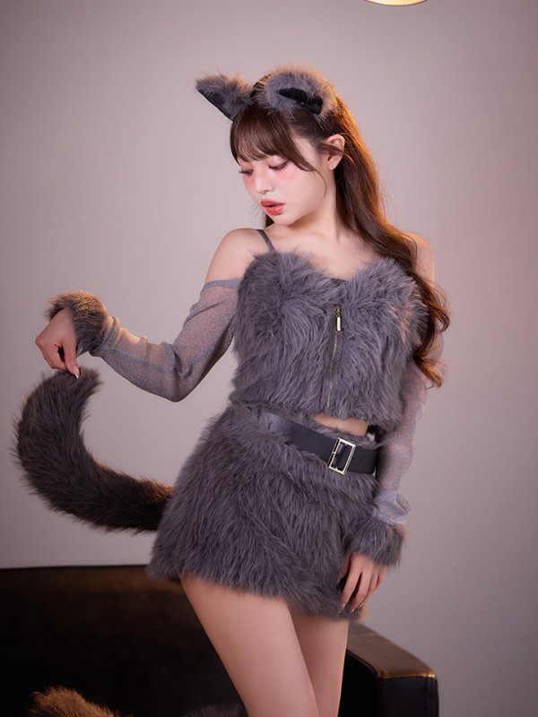 画像12: 【送料無料！】【ハロウィン】ラメスリーブウルフセットアップ【コスプレ5点SET】【XS-Mサイズ】【予約/9月下旬発送予定】[OF03]吉木千沙都（ちぃぽぽ）着用 (12)