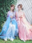 画像14: 【送料無料！】【ハロウィン】ピンク花刺繍ロングシフォン漢服セット【コスプレ4点SET】【Fサイズ】【一部予約/8月下旬発送予定】[OF03] (14)
