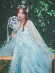 画像7: 【送料無料！】【ハロウィン】アイスブルー刺繍ロングシフォン漢服セット【コスプレ3点SET】【Fサイズ】【予約/8月下旬発送予定】[OF03]三上悠亜着用 (7)