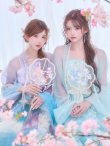 画像3: 【送料無料！】【ハロウィン】アイスブルー刺繍ロングシフォン漢服セット/ブルーグラデーション花刺繍ロングシフォン漢服セット【Fサイズ】【一部予約/8月下旬発送予定】[OF03] (3)