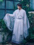 画像2: 【送料無料！】【ハロウィン】白銀グラデーションロング漢服【コスプレ5点SET】【Fサイズ】【予約/9月下旬発送予定】[OF03]今井暖大着用 (2)
