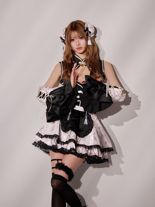 画像14: 【即日発送】ファンシーフリルチャイナドレス【マリームーン】【ハロウィンコスプレ8点セット】【フリーサイズ/1カラー】[HC03] (14)