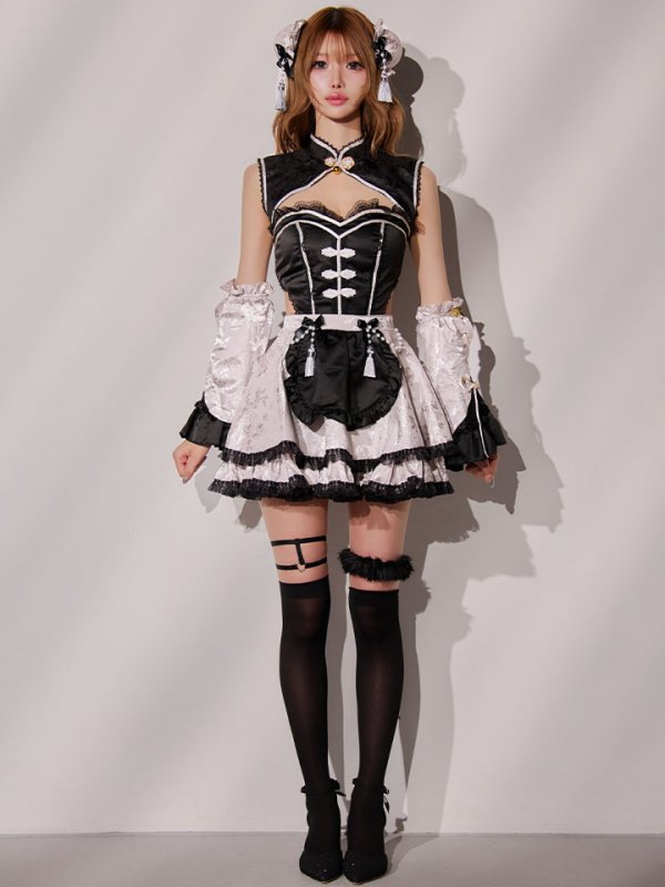 画像4: 【即日発送】ファンシーフリルチャイナドレス【マリームーン】【ハロウィンコスプレ8点セット】【フリーサイズ/1カラー】[HC03] (4)