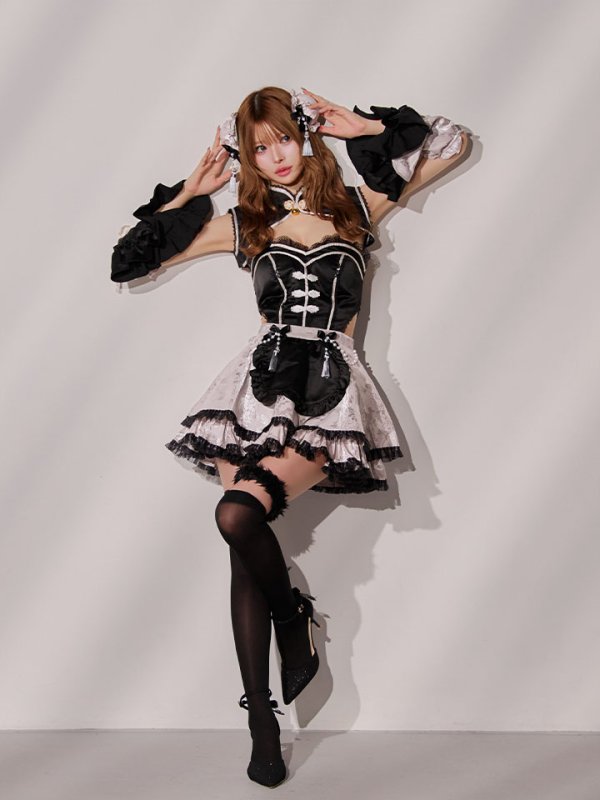 画像8: 【即日発送】ファンシーフリルチャイナドレス【マリームーン】【ハロウィンコスプレ8点セット】【フリーサイズ/1カラー】[HC03] (8)