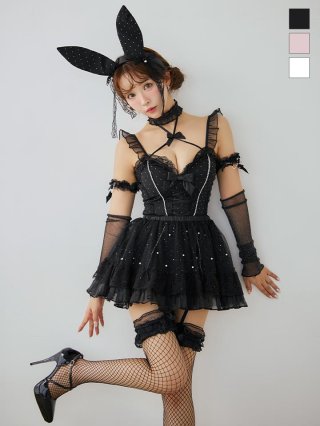 sugar&JEWELS 黒レース バニーガール 6点セット 三上悠亜着用 sugar nine バニーガールコスチューム 三上悠亜（即日発送