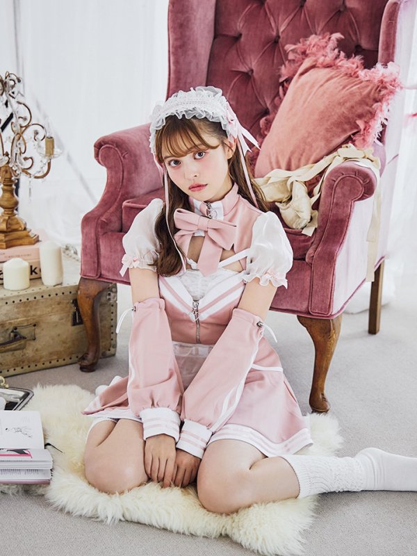 画像2: 【即日発送！】【sugar nine×マリームーンコラボ】 【ハロウィン】マリームーンコラボジャージメイド 【コスプレ8点セット】 【XS-Lサイズ/2カラー】[OF04] (2)