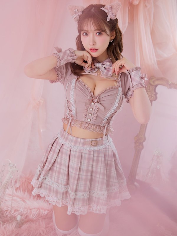 画像2: 【即日発送！】【sugar nine×マリームーンコラボ】 【ハロウィン】マリームーンコラボ制服ネコセットアップ 【コスプレ7点セット】 【XS-Lサイズ/2カラー】[OF04] (2)