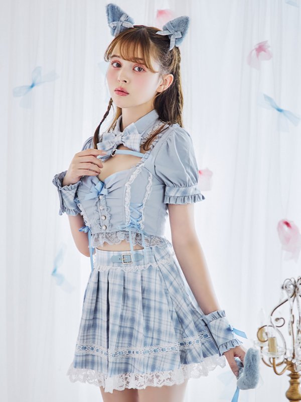 画像11: 【即日発送！】【sugar nine×マリームーンコラボ】 【ハロウィン】マリームーンコラボ制服ネコセットアップ 【コスプレ7点セット】 【XS-Lサイズ/2カラー】[OF04] (11)