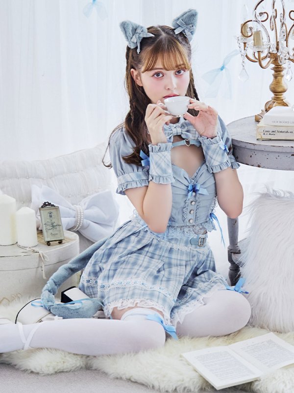 画像1: 【即日発送！】【sugar nine×マリームーンコラボ】 【ハロウィン】マリームーンコラボ制服ネコセットアップ 【コスプレ7点セット】 【XS-Lサイズ/2カラー】[YMT] (1)