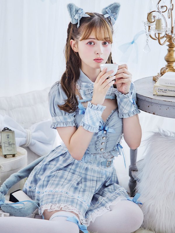 画像2: 【即日発送！】【sugar nine×マリームーンコラボ】 【ハロウィン】マリームーンコラボ制服ネコセットアップ 【コスプレ7点セット】 【XS-Lサイズ/2カラー】[OF04] (2)