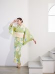 画像11: 【高級浴衣】グリーン地に大輪の牡丹浴衣【浴衣３点セット 浴衣/帯/下駄】 hy-obi-2 / KZH-3 / Adri-kj-6 / Yheko-W / VS-1 [YMT] (11)