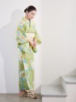 画像14: 【高級浴衣】グリーン地に大輪の牡丹浴衣【浴衣３点セット 浴衣/帯/下駄】 hy-obi-2 / KZH-3 / Adri-kj-6 / Yheko-W / VS-1 [YMT] (14)