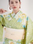 画像5: 【高級浴衣】グリーン地に大輪の牡丹浴衣【浴衣３点セット 浴衣/帯/下駄】 hy-obi-2 / KZH-3 / Adri-kj-6 / Yheko-W / VS-1 [YMT] (5)