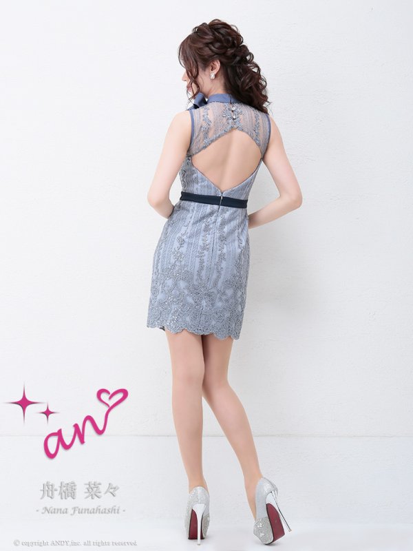 画像11: 【an/アン】リボンネック/フラワーレース/タイト/ミニドレス /キャバドレス[OF05] (11)