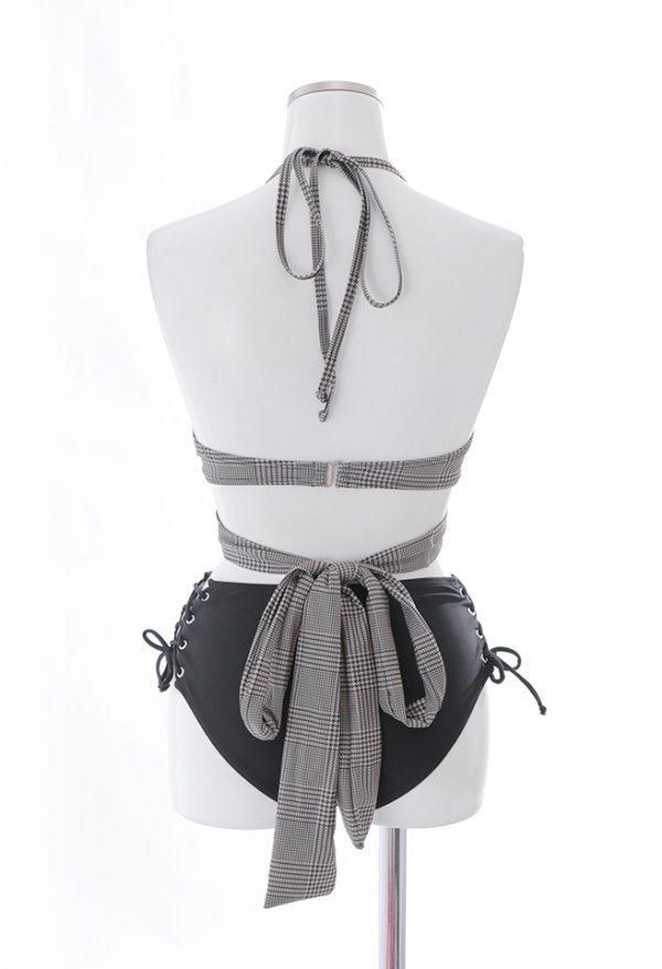 画像16: 【即日発送】【ビキニ】【水着】ブラウンチェックハイウエストビキニ[YMT] (16)