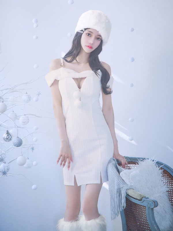 画像12: 【ノベルティ対象】【即日発送！】【サンタコス 3点セット】【XS-Lサイズ/3カラー】オフショルニットワンピサンタコスプレ(SLG001)(SFB001) [YMT] (12)