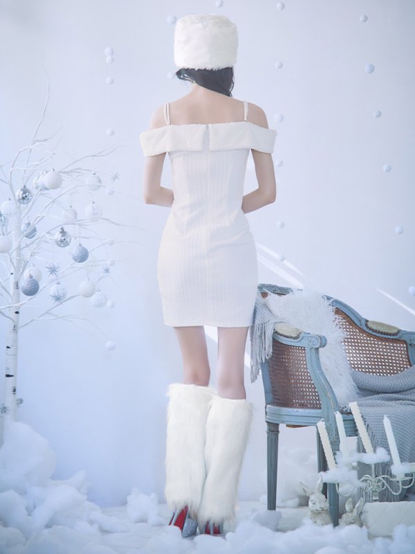 画像13: 【ノベルティ対象】【即日発送！】【サンタコス 3点セット】【XS-Lサイズ/3カラー】オフショルニットワンピサンタコスプレ(SLG001)(SFB001) [YMT] (13)