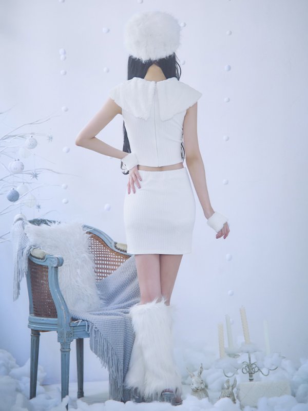 画像35: 【即日発送！】【サンタコス 5点セット】【XS-Lサイズ/1カラー】ファーティペット付きニットセットアップサンタコスプレ (SLG001) (SFB001) [OF03] (35)