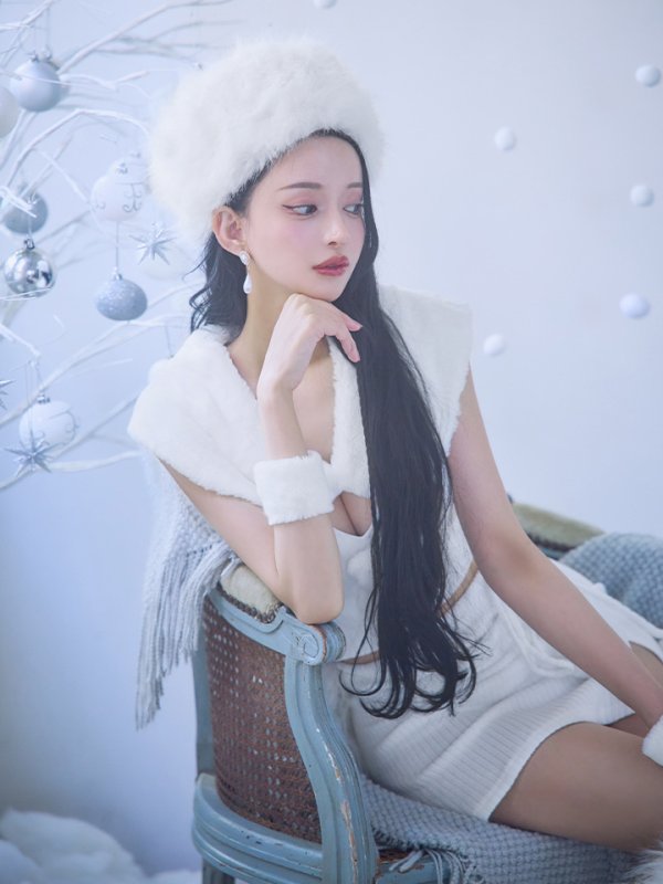 画像27: 【即日発送！】【サンタコス 5点セット】【XS-Lサイズ/1カラー】ファーティペット付きニットセットアップサンタコスプレ (SLG001) (SFB001) [OF03] (27)