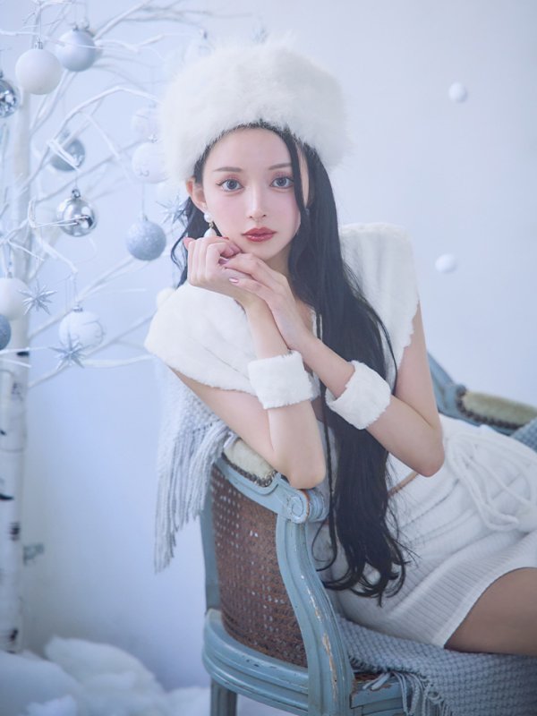 画像28: 【即日発送！】【サンタコス 5点セット】【XS-Lサイズ/1カラー】ファーティペット付きニットセットアップサンタコスプレ (SLG001) (SFB001) [OF03] (28)