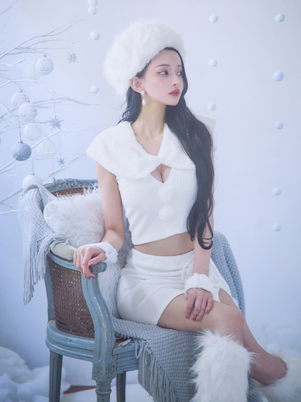 画像31: 【即日発送！】【サンタコス 5点セット】【XS-Lサイズ/1カラー】ファーティペット付きニットセットアップサンタコスプレ (SLG001) (SFB001) [OF03] (31)