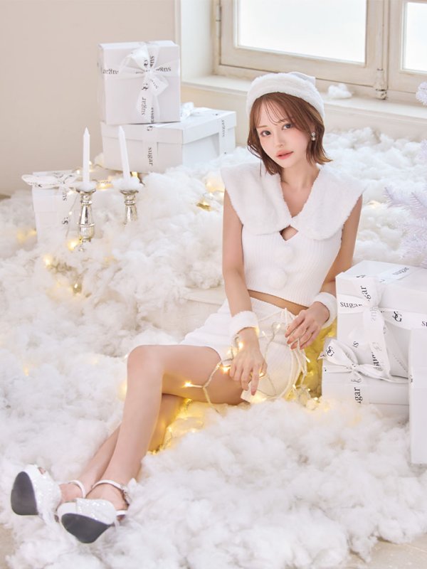 画像21: 【即日発送！】【サンタコス 5点セット】【XS-Lサイズ/1カラー】ファーティペット付きニットセットアップサンタコスプレ (SLG001) (SFB001) [OF03] (21)