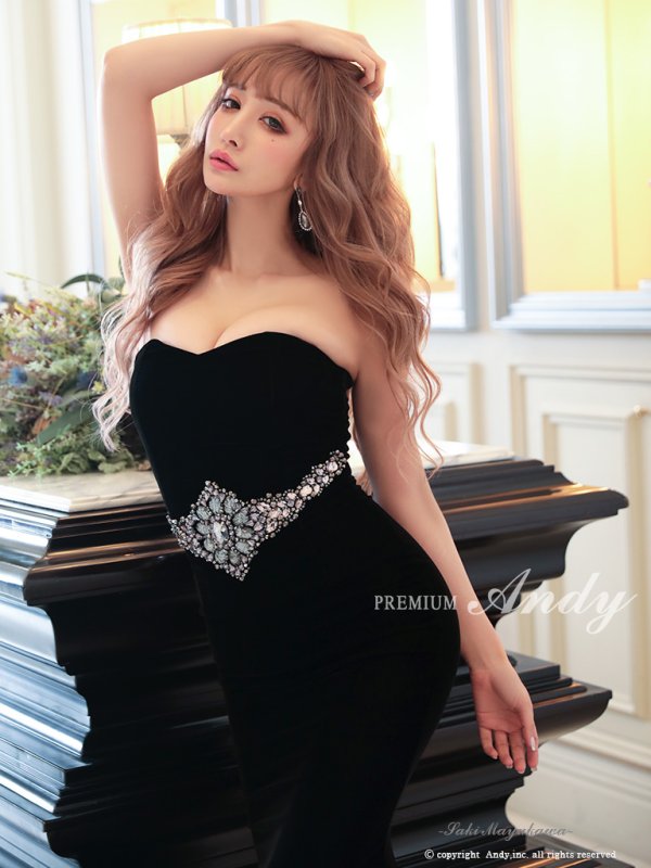 ANDY Fashion Press 07 掲載商品【PREMIUM ANDY】ベア/ベロア/マーメイド/ロングドレス /キャバドレス long ブラック