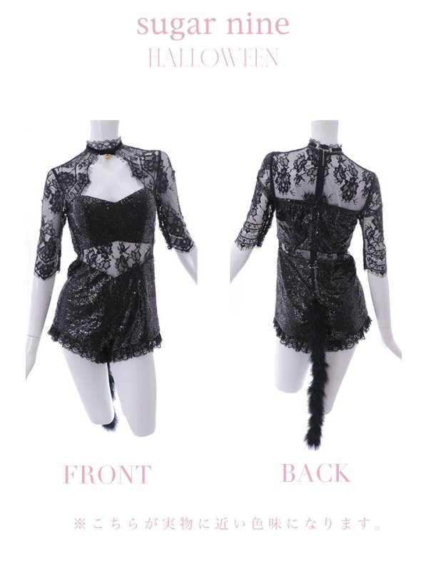 画像12: 【即日発送】杉山佳那恵ちゃんコラボ☆黒猫コスプレ【sugar nineハロウィン6点セット】【S-Mサイズ/1カラー】[HC03] (12)