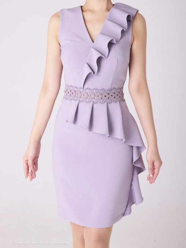 画像5: 【ANDY/アンディ】ペプラム/ フリル/ ワンカラー/ レース切り替え/ ノースリーブ/ タイト/ ミニドレス/ キャバドレス[OF05] (5)