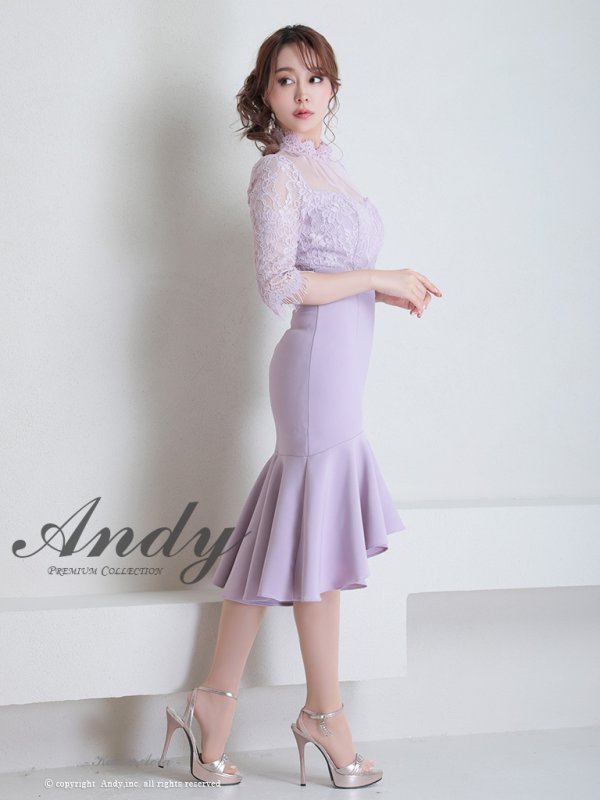 画像22: 【Andy ANDY Fashion Press 15 COLLECTION 06】マーメイド/ レース切り替え/ デコルテシアー/ ハイネック/ 七分袖/ 長袖/ 袖あり/ ワンカラー/ フィッシュテール/ フリル/ ミディアムドレス/ キャバドレス[OF05] (22)